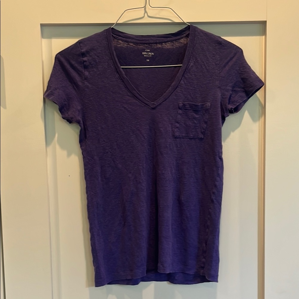 J. Crew Purple Short Sleeve V-Neck Tee